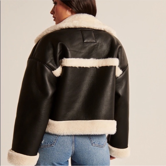 selling abercrombie sherpa lined faux leather jacket - Picture 3 of 7